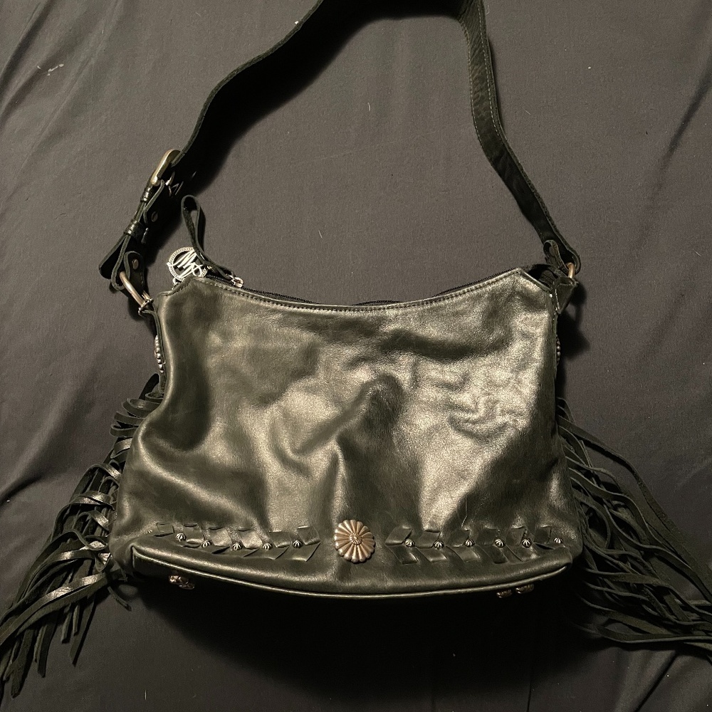 American West fringe leather bag